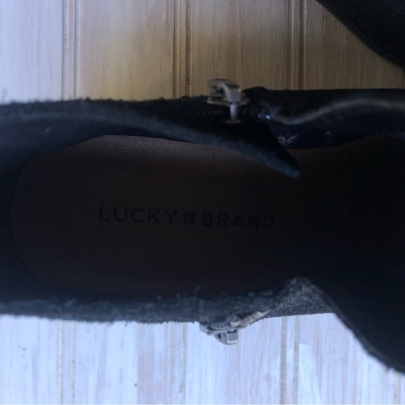 Lucky Brand Suede Leather Black Bootie Boots - Picture 10 of 13